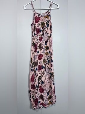 Kismet Floral Maxi Dress Blush Pink Boho Sleeveless Summer Dress Size Small